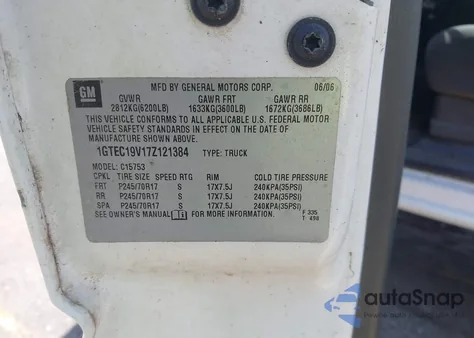 2007 GMC Sierra 1500 Classic Work Truck из США, поврежденный, VIN 1GTEC19V17Z121384